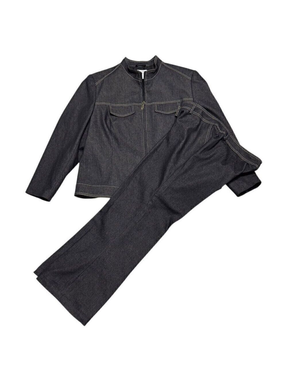 NYGARD 2-Piece Set Designer Grey Business Casual Jacket & Pants Set Womens 16P